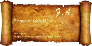 Francz Abbás névjegykártya